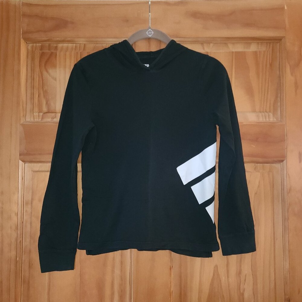 5/$30 Boys adidas Black/White Hooded Long Sleeve T Shirt